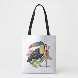 Vattenfärg Toucan Bird med blommor Tygkasse