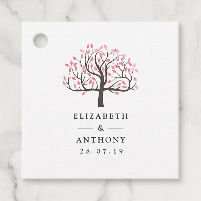 Vattenfärg Träd Bröllop Gåvor Etiketter (Framsida)