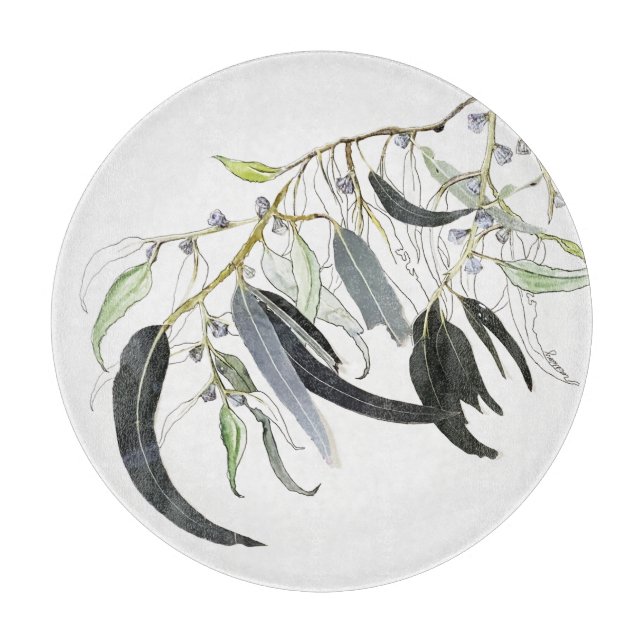 vattenfärg träd i grönt med mjuk blek (Framsidan)