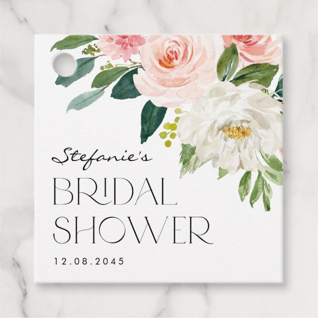 Vattenfärg Trädgårdsblommor Vår Bröllopsdusch Gåvor Etiketter (Framsida)