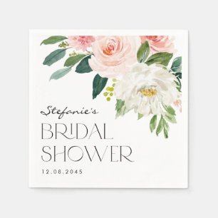 Vattenfärg Trädgårdsblommor Vår Bröllopsdusch Pappersservett