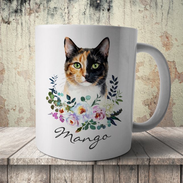 Vattenfärg Trefärgad Calico Katt Kaffemugg (Skapare uppladdad)