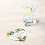 Vattenfärg Tropical Blommigt Bröllop Flamingo Hear Underlägg Papper<br><div class="desc">Modern Tropical Coral Blommigt Greenery Bröllop Heart Underlägg med Flamingo.</div>