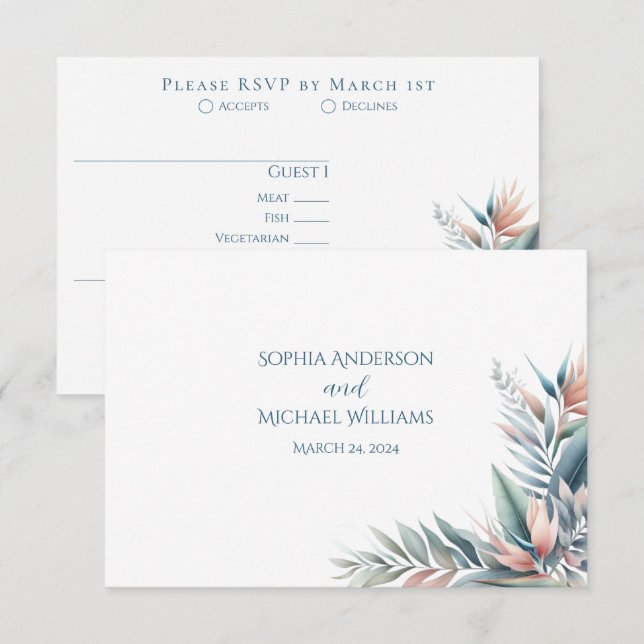 Vattenfärg Tropical Dream Bröllop OSA Kort (Fram/baksida)