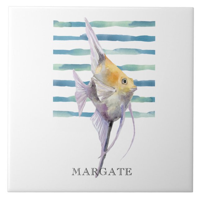 VATTENFÄRG TROPICAL FISH Beach Coastal MARGATE Kakelplatta (Framsidan)