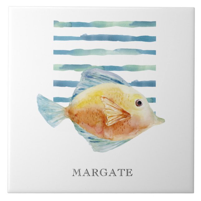 VATTENfärg TROPICAL FISH Seashore Beach MARGATE Kakelplatta (Framsidan)
