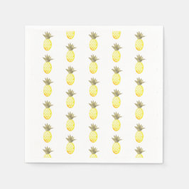 Vattenfärg Tropical Folie Guld Ananas Upprepning Pappersservett