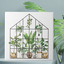 Vattenfärg Tropical Grönt Houseplant 