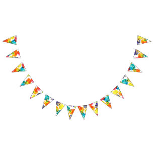 Vattenfärg Tropical Löv bröllop monogram Vimplar