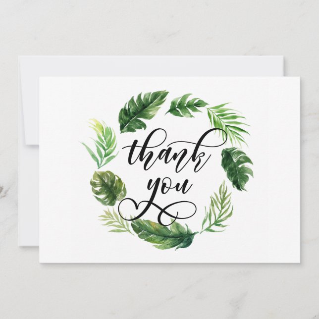 Vattenfärg Tropical Löv Wand Tack You Card (Framsida)