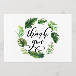 Vattenfärg Tropical Löv Wand Tack You Card Kort