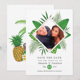 Vattenfärg Tropical Luau Aloha Bröllopsfoto Spara Datumet