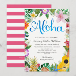 Vattenfärg Tropical Luau-examensinbjudan Inbjudningar