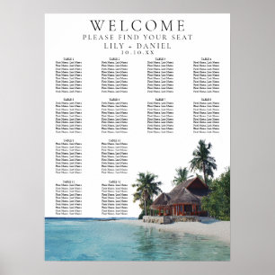 Vattenfärg Tropical Strand Bröllop Placeringsplan Poster
