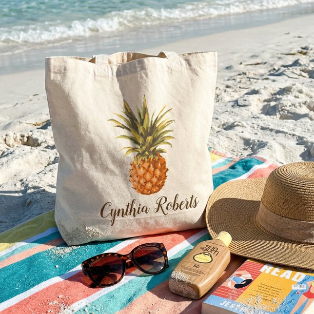 Vattenfärg Tropisk Ananas Brudtjänst Gåva Tygkasse (Skapare uppladdad)