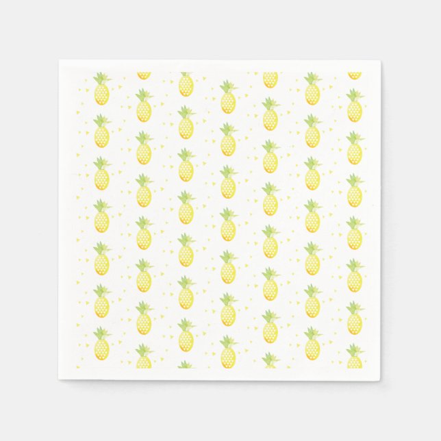 Vattenfärg Tropisk Ananas Geometrisk Upprepning Pappersservett (Framsidan)