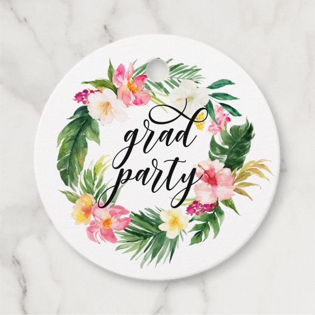 Vattenfärg Tropisk Blommigt Utandning Studenten Gåvor Etiketter (Framsida)