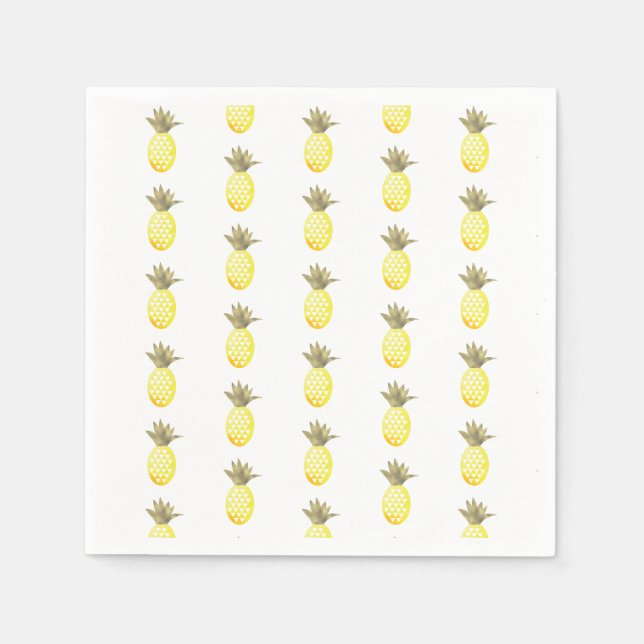 Vattenfärg Tropisk Folie Guld Ananas Upprepa Pappersservett (Framsidan)