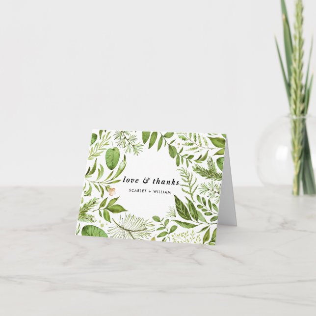 Vattenfärg Tropiska blad Krans Tack Kort (Framsida)