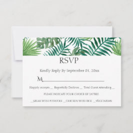 Vattenfärg Tropiska Blad Måltid Val RSVP-kort OSA Kort