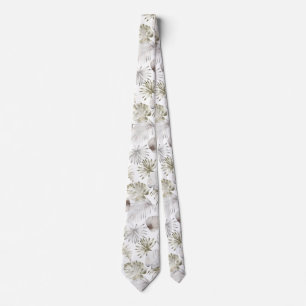 Vattenfärg Tropiska blad Vit Bröllop Slips