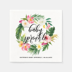 Vattenfärg Tropiska blommor Baby Sprinkning av an Pappersservett