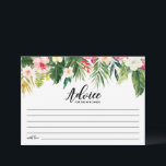 Vattenfärg Tropiska Blommor Bröllop Nygifta Rådkort<br><div class="desc">Ge råd och välgångsönskningar till nygifta med detta bröllopsrådkort. Det har vattenfärg illustrationer av tropiska blommor och grönska med ett matchande tropiskt mönster för baksidan av kortet. Detta rådkort kommer att vara perfekt för tropiska tema och sommarbröllop. Matchande föremål finns tillgängliga.</div>