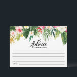 Vattenfärg Tropiska Blommor Bröllop Nygifta Rådkort<br><div class="desc">Ge råd och välgångsönskningar till nygifta med detta bröllopsrådkort. Det har vattenfärg illustrationer av tropiska blommor och grönska med ett matchande tropiskt mönster för baksidan av kortet. Detta rådkort kommer att vara perfekt för tropiska tema och sommarbröllop. Matchande föremål finns tillgängliga.</div>