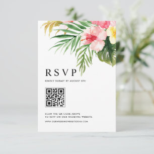 Vattenfärg Tropiska Blommor QR-kod Bröllop OSA Kort