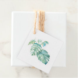 Vattenfärg Tropiska Grönskande Förmånsetiketter Gåvor Etiketter