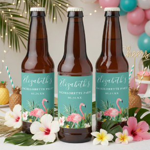Vattenfärg Tropiskt Blommig Sjungbröllopsfest Ölflaska Etikett