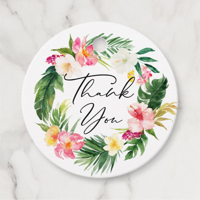 Vattenfärg Tropiskt Blommigt Utandningsskugga Gåvor Etiketter (Framsida)