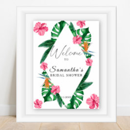 Vattenfärg - Tropiskt - välkomsttecken för möhippa Poster