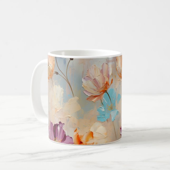 Vattenfärg Tulip Flowers Colorful Mönster Kaffemugg (Framsida vänster)