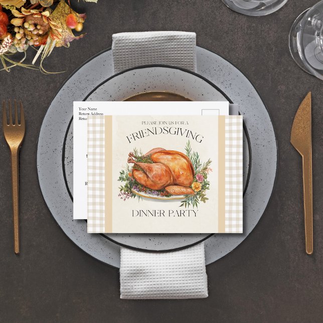Vattenfärg Turkiet Friendsgiving-inbjudan Vykort (Skapare uppladdad)