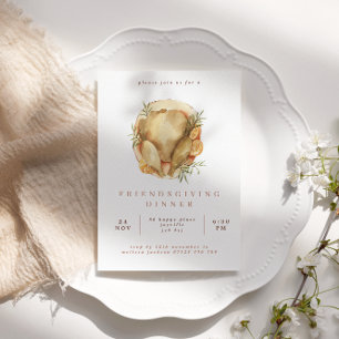 Vattenfärg Turkiet Friendsgiving Middagsinbjudan Inbjudningar