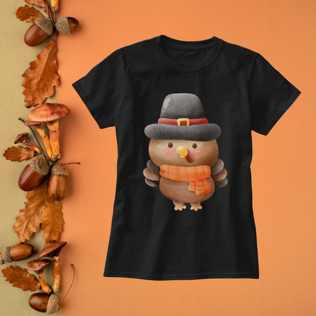 Vattenfärg Turkiet i Pilgrim Hat T Shirt (Skapare uppladdad)