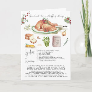 Vattenfärg Turkiet Stuffing Recipe   Thanksgiving Helgkort
