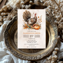 Vattenfärg Turkiets Thanksgiving Middag Inbjudningar