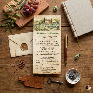 Vattenfärg Tuscany vingård bröllop veckoslut Itine Reklamkort