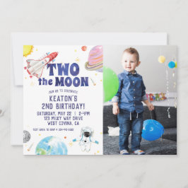 Vattenfärg Två av Måne:s födelsedag Inbjudningar