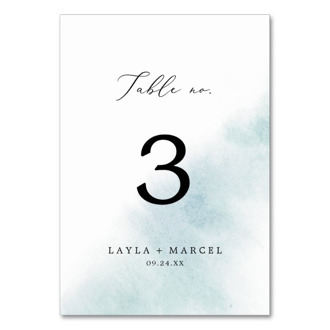 Vattenfärg Tvättar | Blått Bordsnummer (Framsidan)