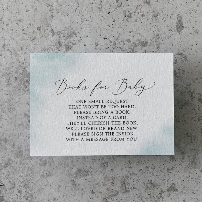 Vattenfärg Tvättar | Blue Baby Shower Bokar för Ba Tilläggskort (Skapare uppladdad)