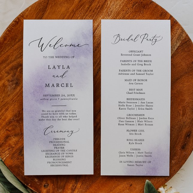 Vattenfärg Tvättar | LILA BRUDENS SIDA BRÖLLOP Program (Skapare uppladdad)