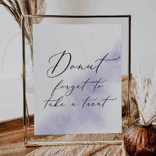 Vattenfärg Tvättar   Lila Donut Favor Bröllop Poster