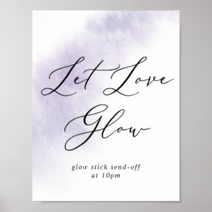 Vattenfärg Tvättar Lila Let Kärlek Glow Sign Poster