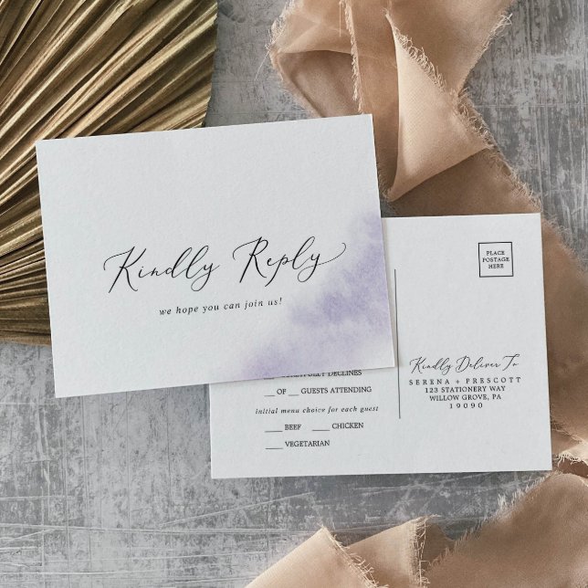 Vattenfärg Tvättar | Lila Menu OSA vykort (Skapare uppladdad)