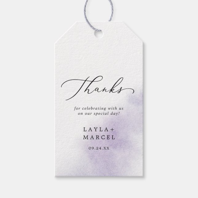 Vattenfärg Tvättar | Lila Tack-förmån Presentetikett (Framsidan)