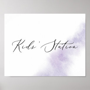 Vattenfärg Tvättar Lila Vågrät Kids Station Poster