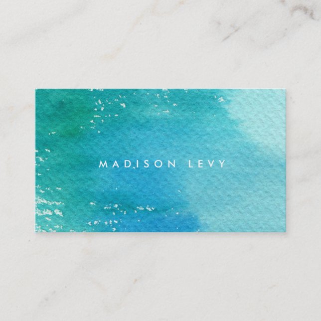 Vattenfärg Tvättar minimalistisk blå Contemporary Tidsbeställning Kort (Framsida)